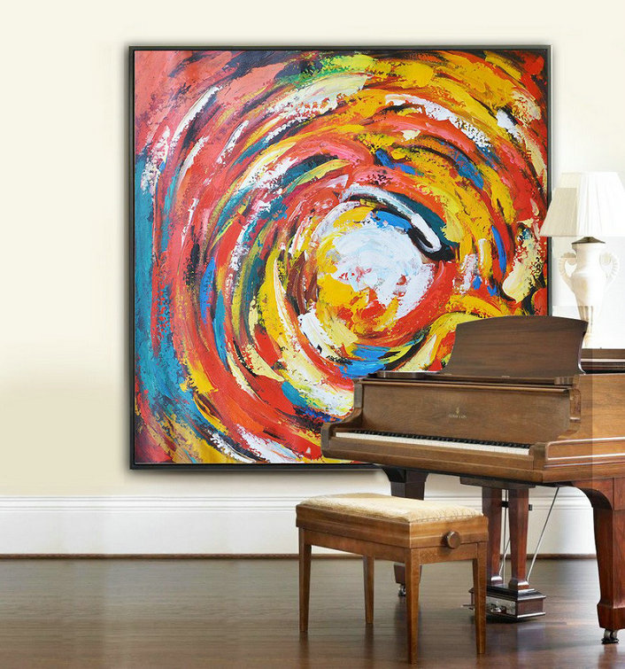 Large Contemporary Art Acrylic Painting,Oversized Contemporary Art,Extra Large Paintings,Red,White,Yellow,Blue.etc - Click Image to Close